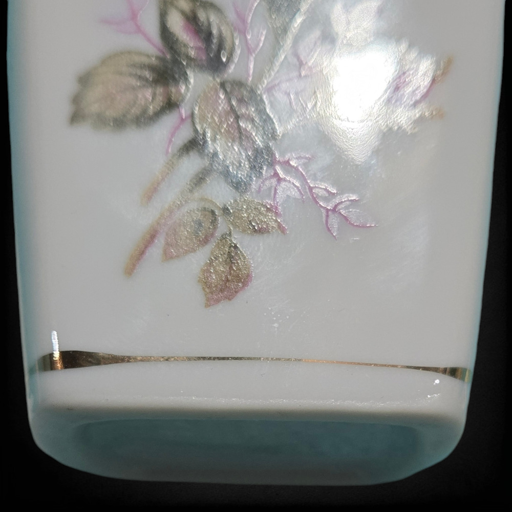 1950s Vintage Porcelain Decanter Floral Gold Trim Cork Stopper Mid-Century Cruet - Picture 13 of 16